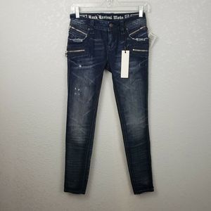 NWT Rock Revival Moto sz 25 Skinny Jeans Cladelle